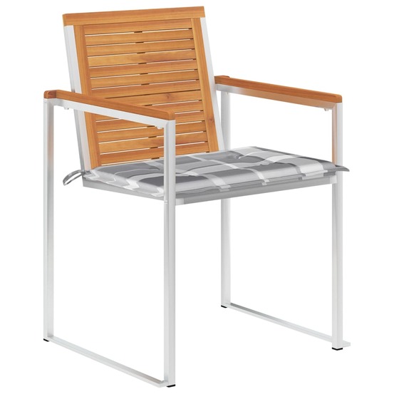 Chaises de jardin lot de 8 avec coussins bois d'acacia solide