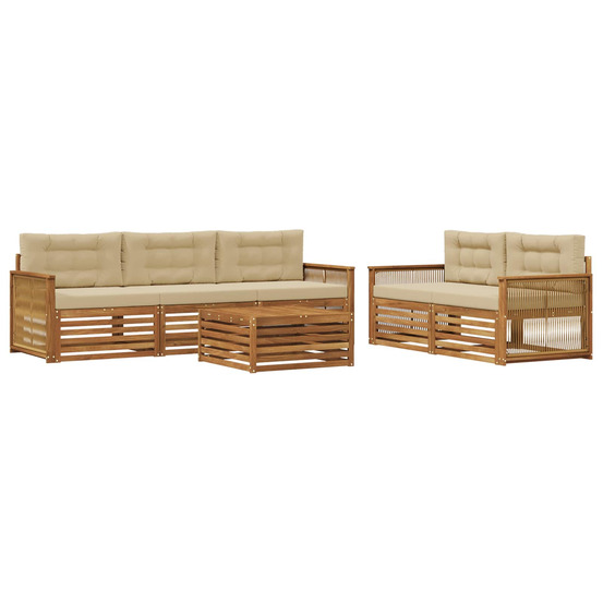 Ensemble de canapés d'extérieur 6 pcs naturel et beige