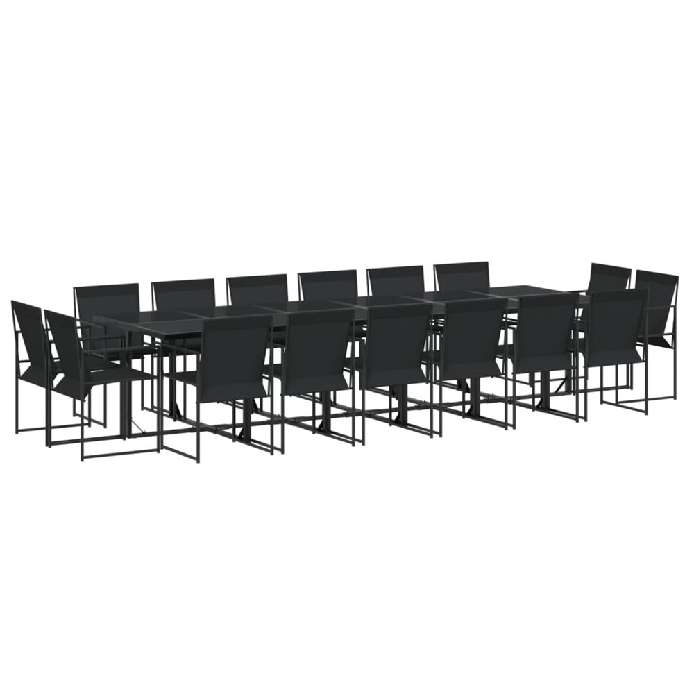 Ensemble à manger de jardin 17 pcs noir textilène
