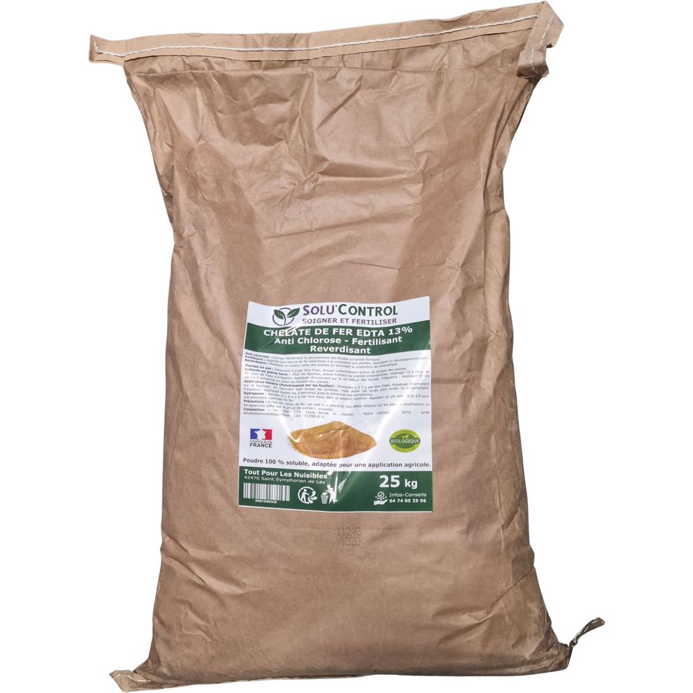SOLU'CONTROL - Chélate de fer EDTA 13%, anti-chlorose, fertilisant, reverdissant, 30g
