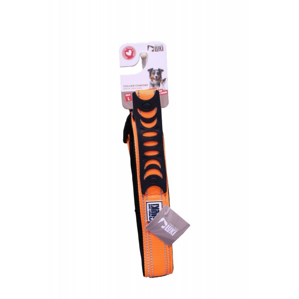 Mon ami luki - collier réfléchissant chien - orange - chien - aille xl-2.5cmx50/75cm