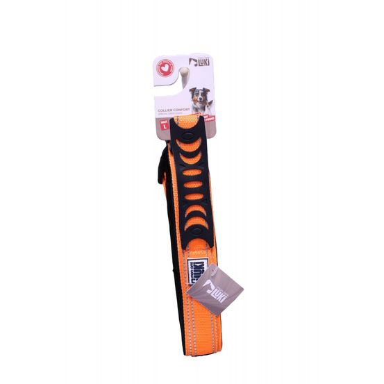 Mon ami luki - collier réfléchissant chien - orange - chien - aille xl-2.5cmx50/75cm