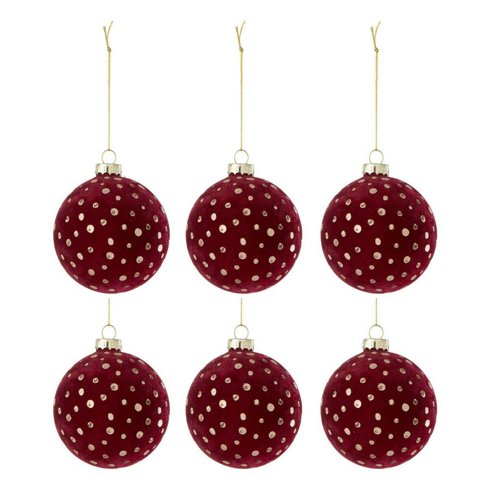 Lot de 6 boules de noël velours 