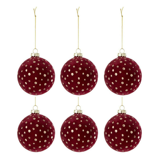 Lot de 6 boules de noël velours