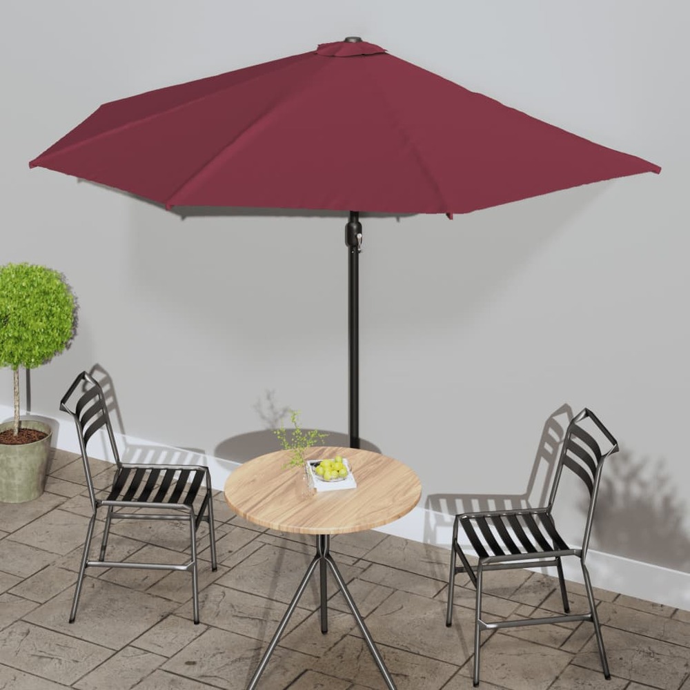 Parasol de balcon mât en aluminium bordeaux 300x155x223 cm demi