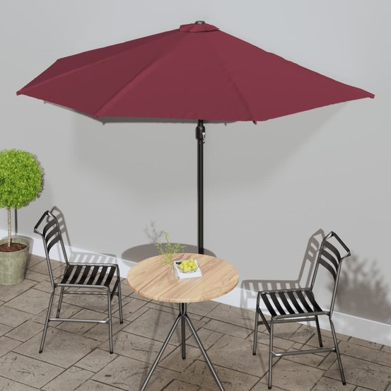 Parasol de balcon mât en aluminium bordeaux 300x155x223 cm demi