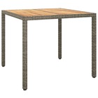 Table de jardin 90x90x75cm résine tressée et bois d'acacia gris