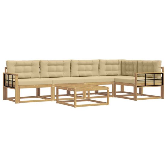 Ensemble de canapés d'extérieur 6 pc blanc et beige polyester