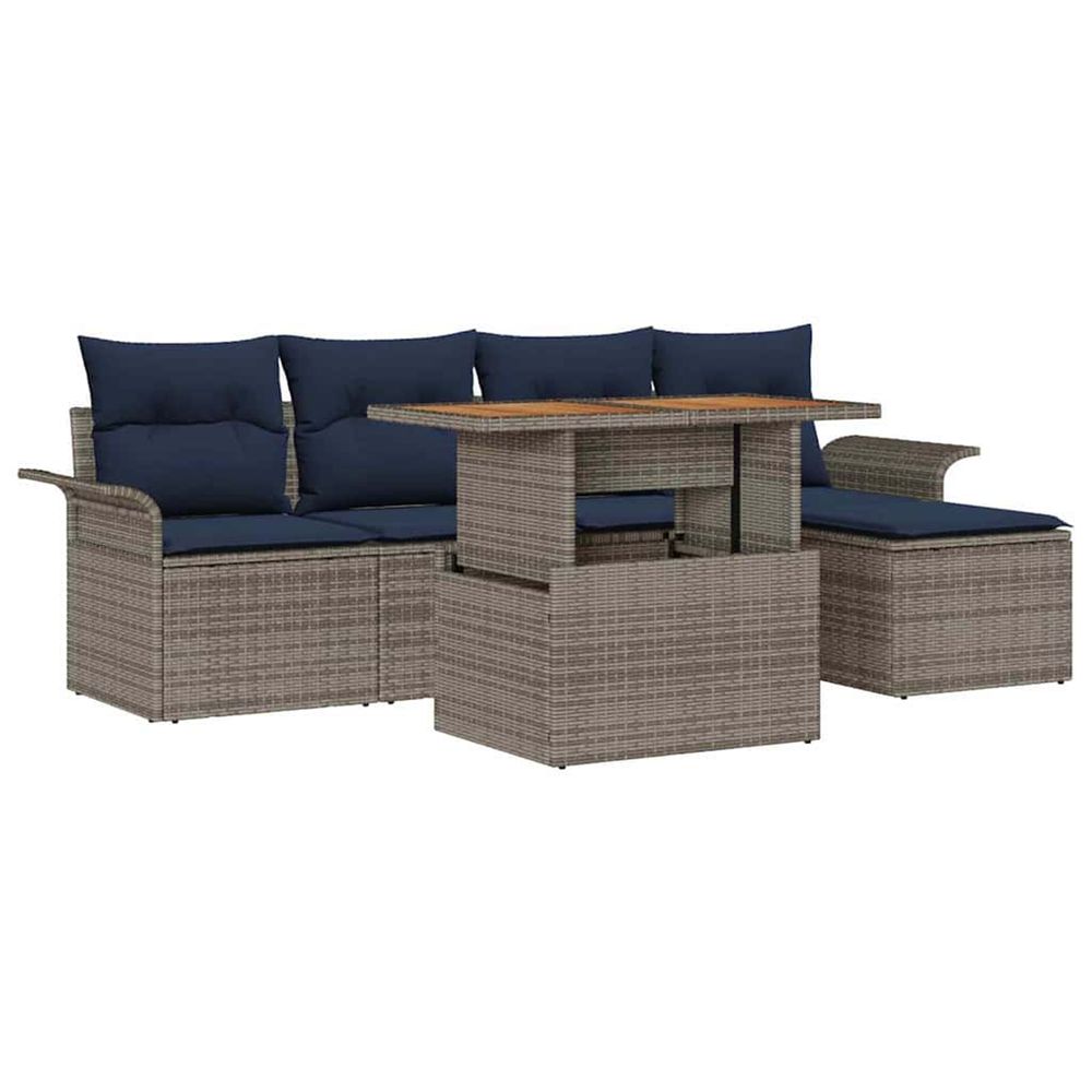 Ensemble de canapé de jardin 6 pc gris poly rotin