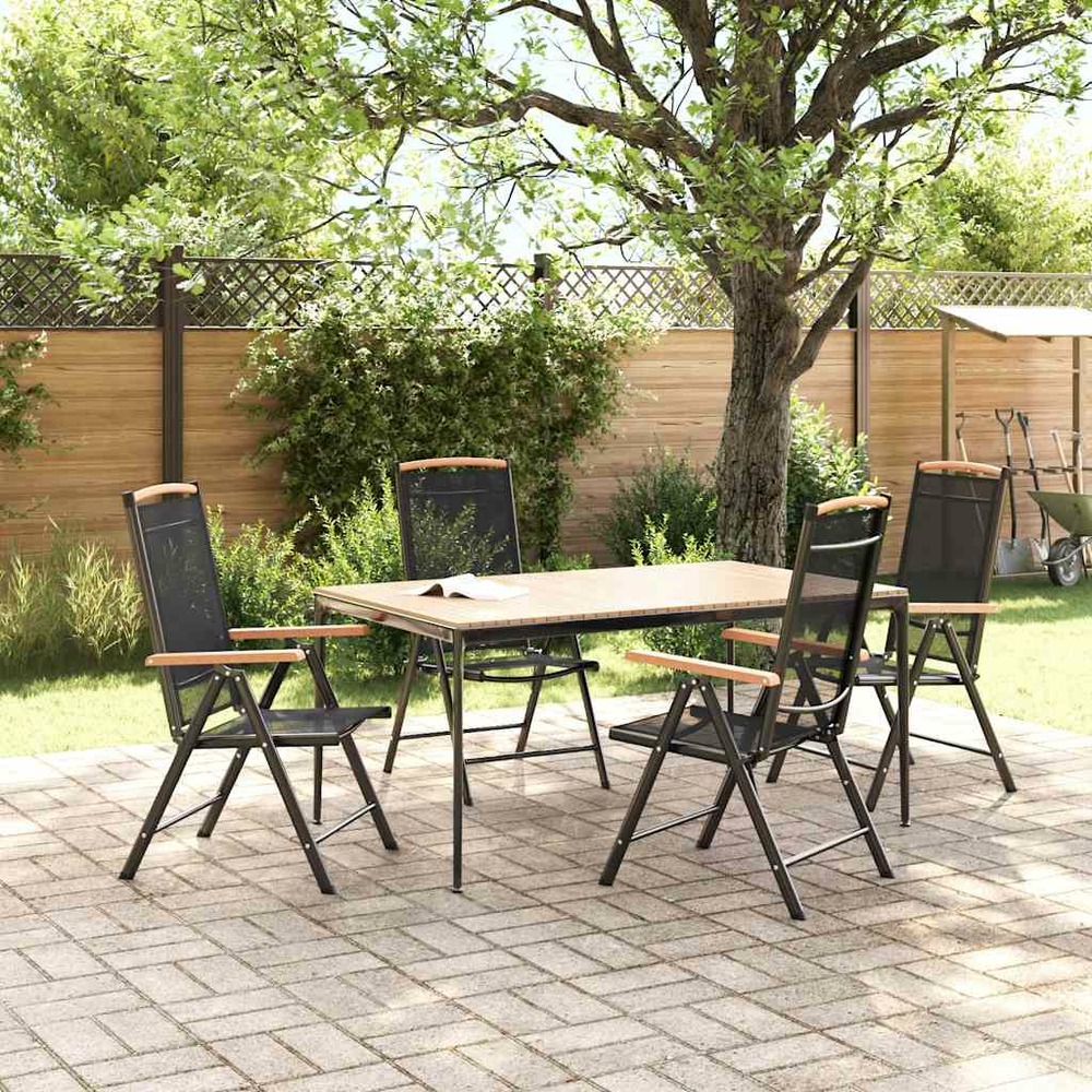 Chaises de jardin pliables lot de 4 aluminium et textilène noir