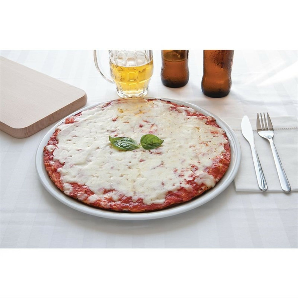 Assiette à pizza en porcelaine blanche 330 mm napoli - lot de 6 - saturnia