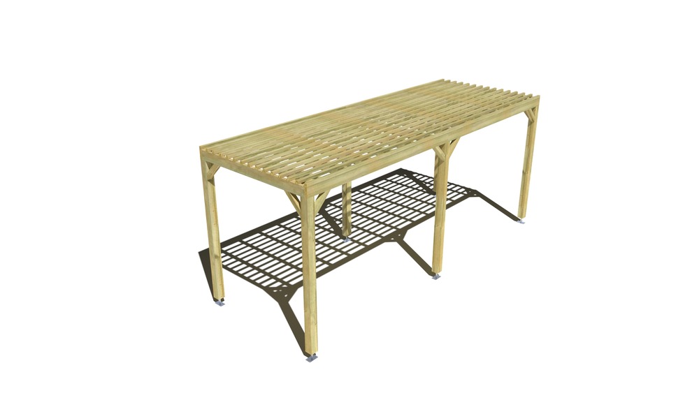 Pergola bois • 6m x 2m • indépendante • sens profondeur • lattage bois • livraison comprise