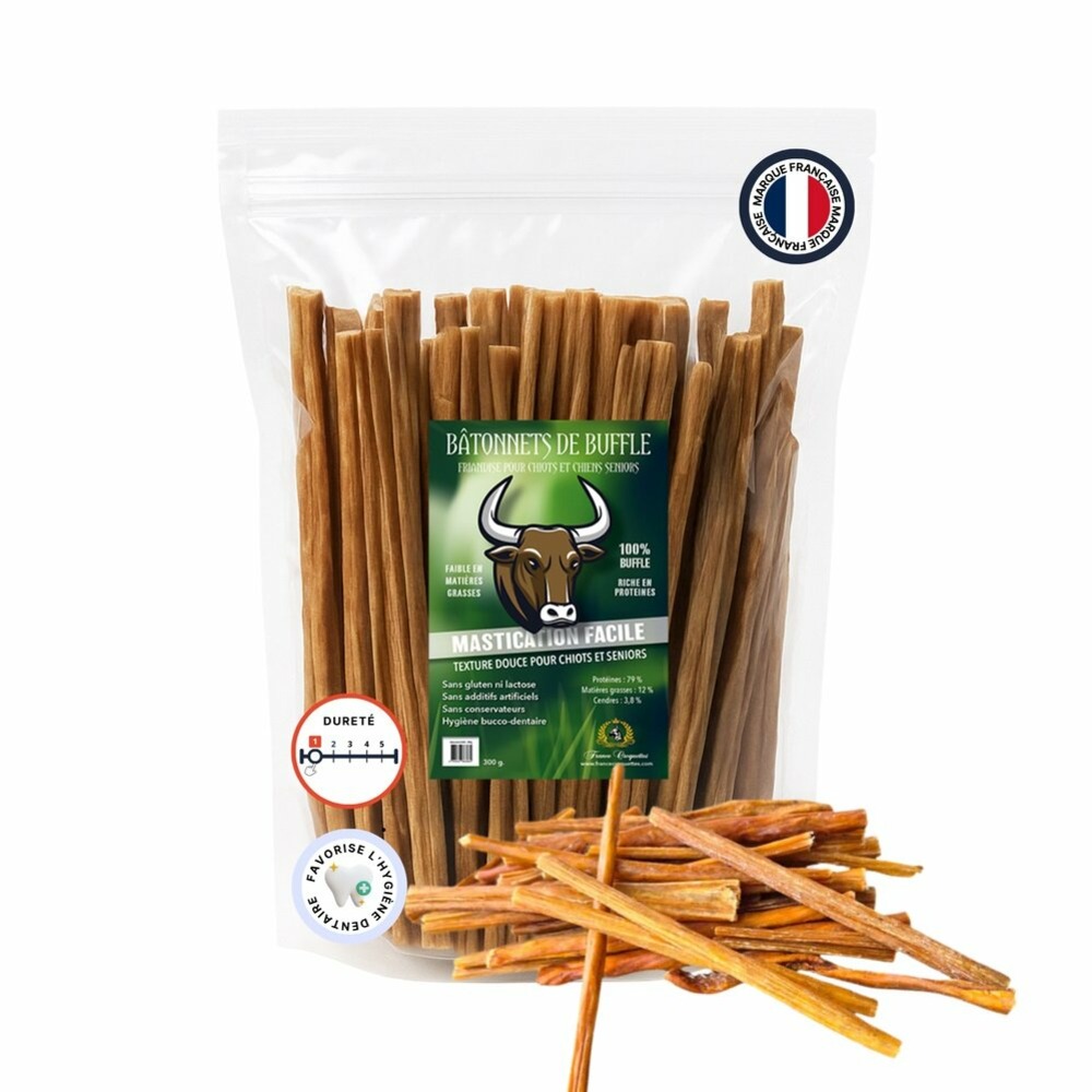 Bâtonnets de buffle (chiot et senior) - 300gr - france croquettes