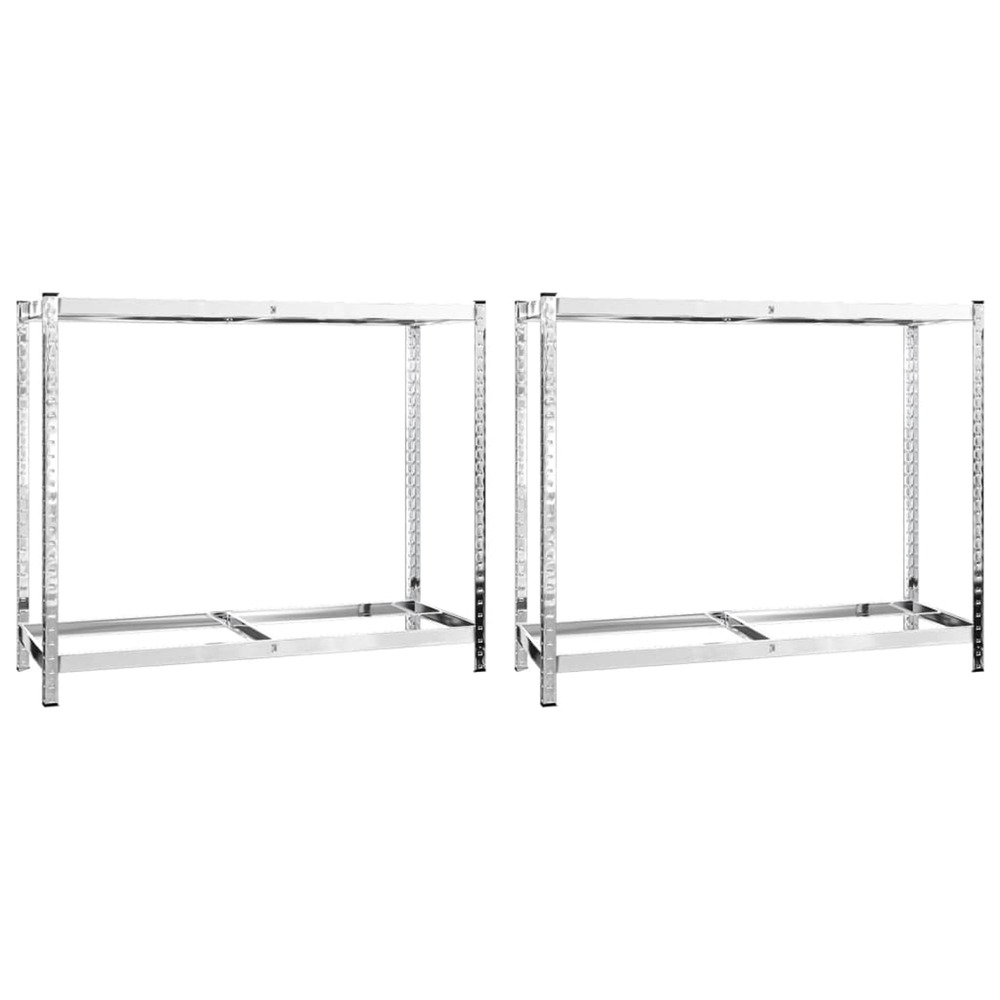 Porte-pneus à 2 niveaux 2 pcs argenté 110x40x110 cm acier