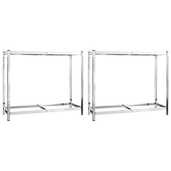 Porte-pneus à 2 niveaux 2 pcs argenté 110x40x110 cm acier