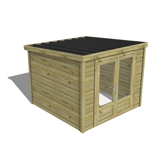 Abri de jardin bois pin traité autoclave 27mm - essentiel - 2,64x2,64m / 7m2 - bac acier - abri français