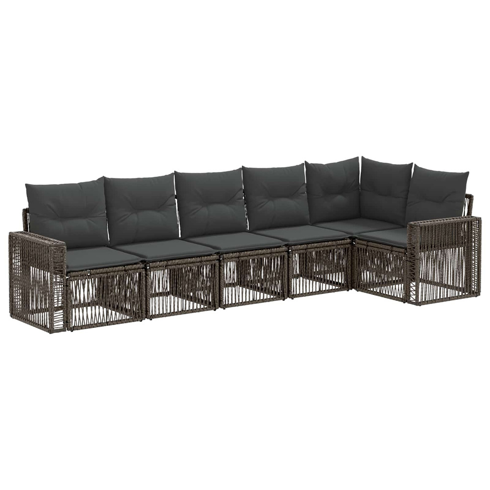 Ensemble de canapé de jardin 6 pcs gris et gris foncé polyrotin