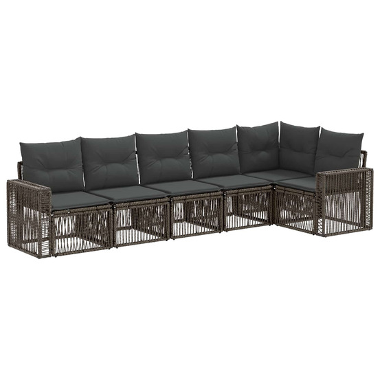 Ensemble de canapé de jardin 6 pcs gris et gris foncé polyrotin