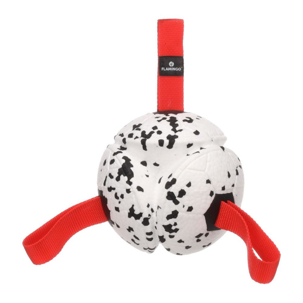 Balle kona e-tpu avec rubans pour chien, blanc/noir/rouge, 15 cm - flamingo