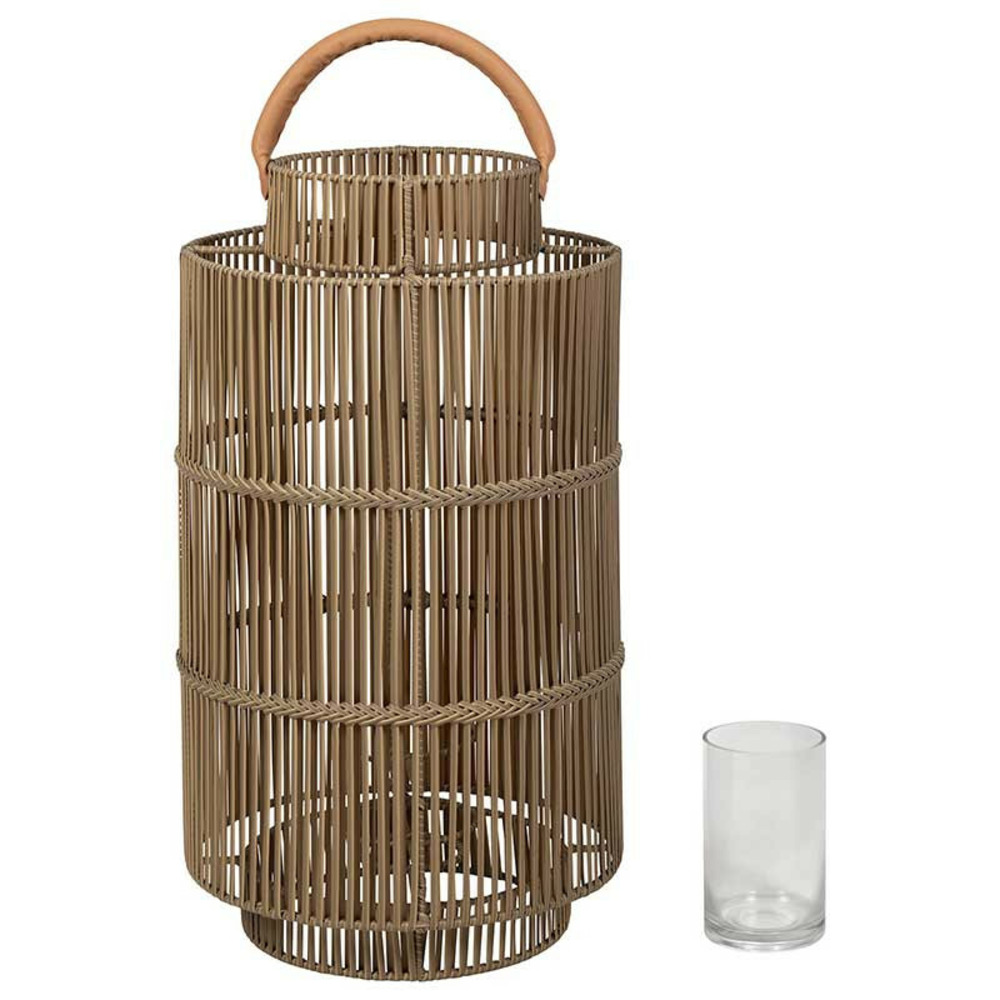 Lanterne d'extérieur pasil naturel osier cuir 40x75cm