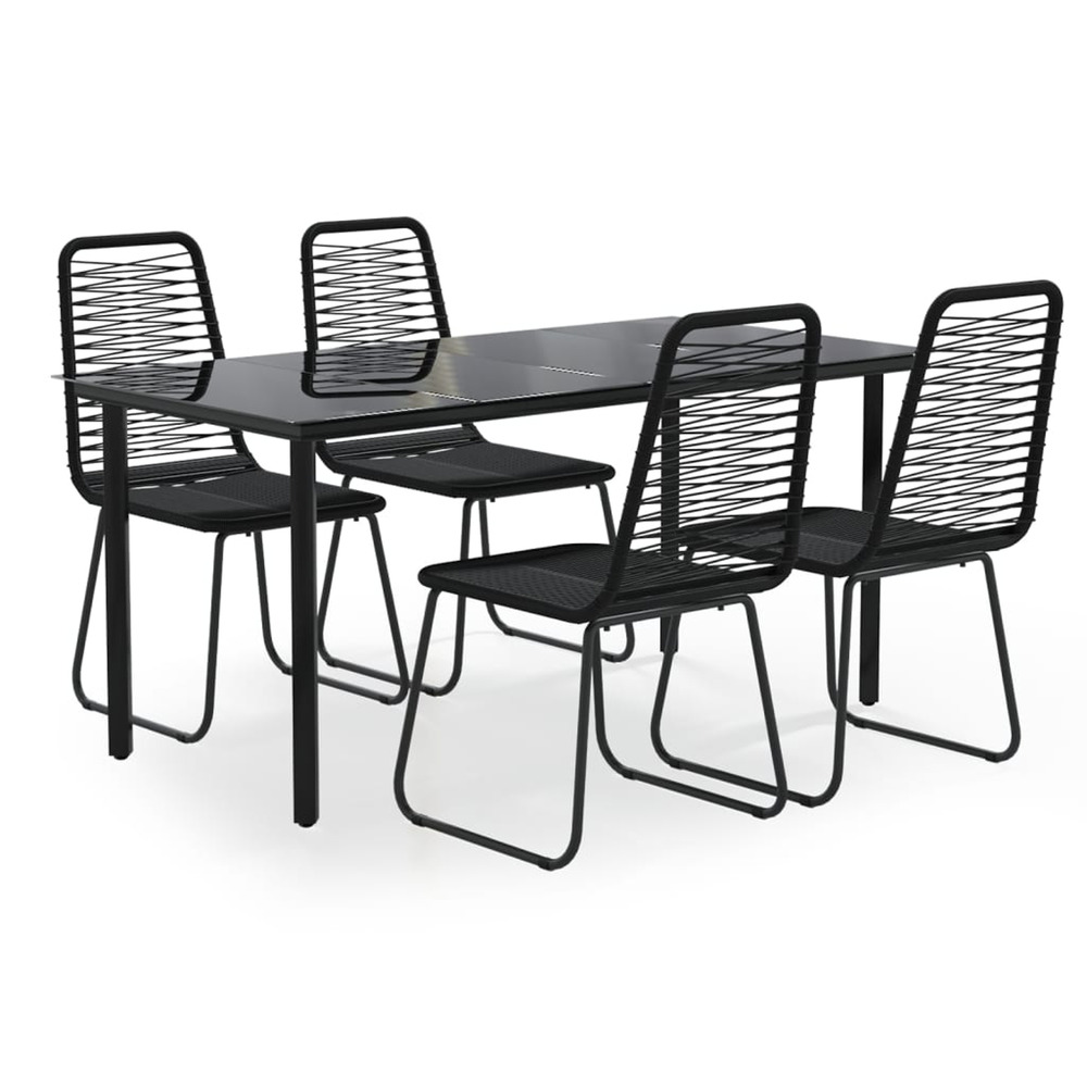 Ensemble à manger de jardin 5 pcs noir