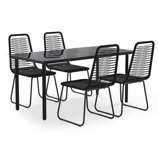 Ensemble à manger de jardin 5 pcs noir