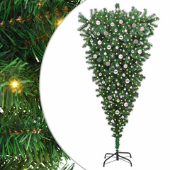 Sapin de noël artificiel pré-éclairé inversé avec ensemble de boules