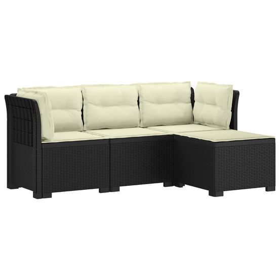 Canapé de jardin 4 places avec coussins style rotin pp