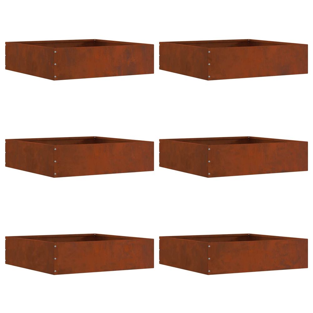 Bordure de pelouse 6 pc 50 x 50 x 13 cm rouillé