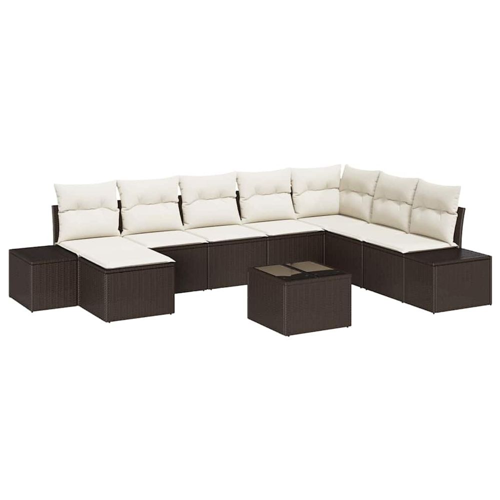 Ensemble de canapé de jardin 8 pc marron et crème polyrotin