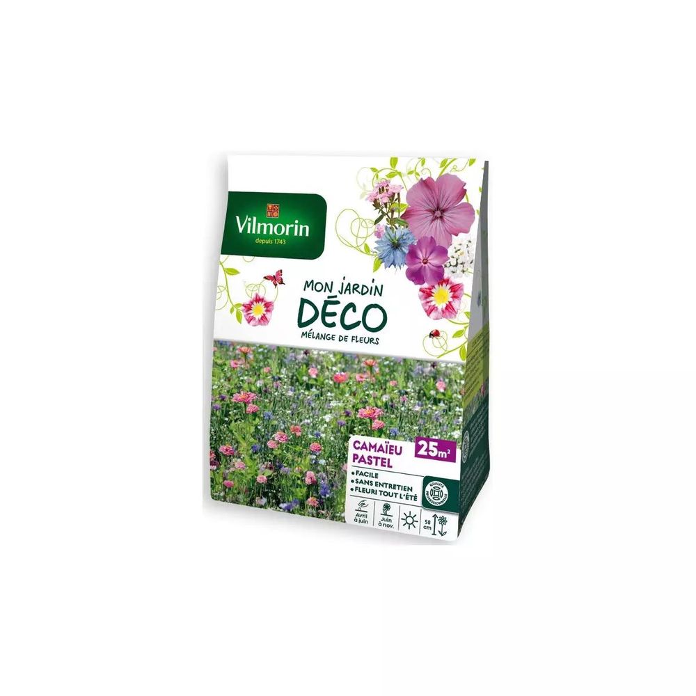 Sachet graines mélange de fleurs camaïeu pastel 25m2