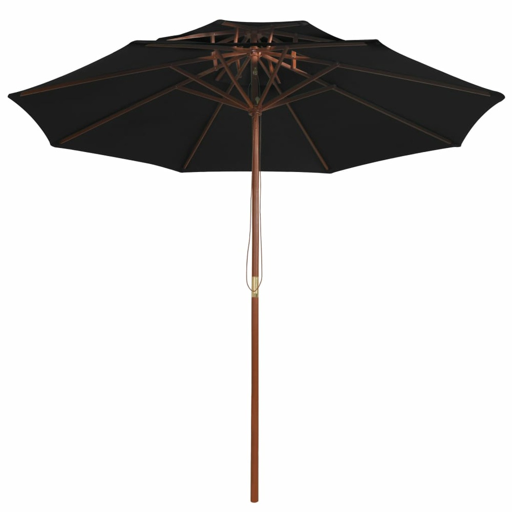 Parasol à deux étages avec mât en bois noir 270 cm