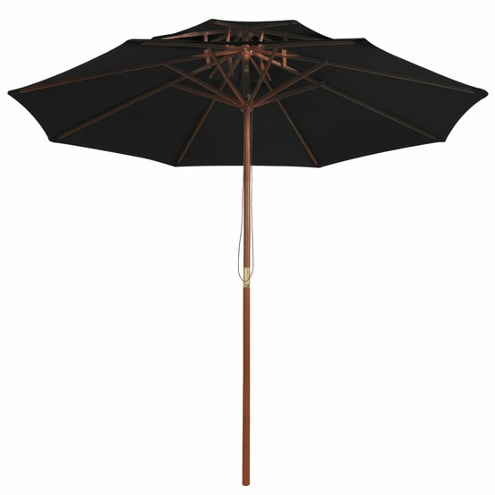 Parasol à deux étages avec mât en bois noir 270 cm