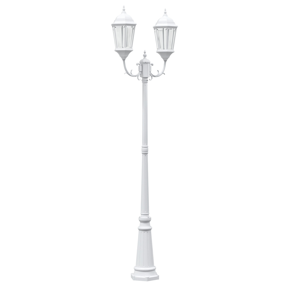 Poteau de lumière de jardin 2 lampes e27 blanc 235 cm aluminium