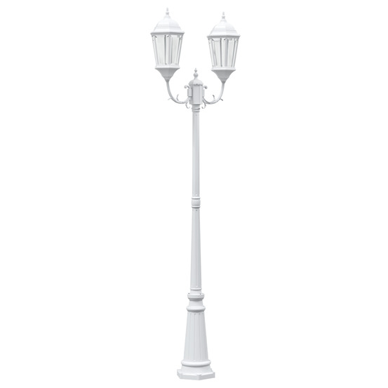 Poteau de lumière de jardin 2 lampes e27 blanc 235 cm aluminium