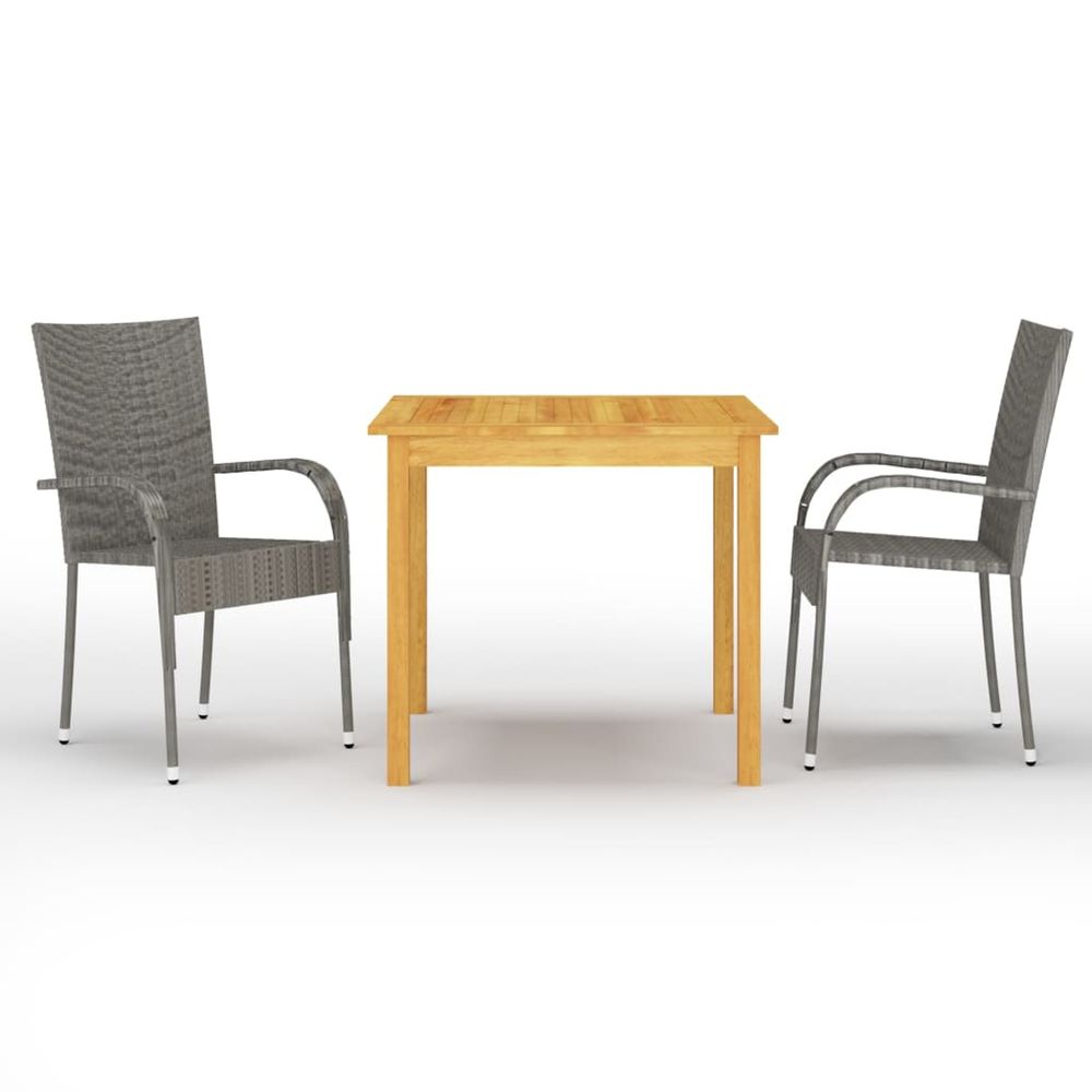 Ensemble à manger de jardin 3 pcs gris