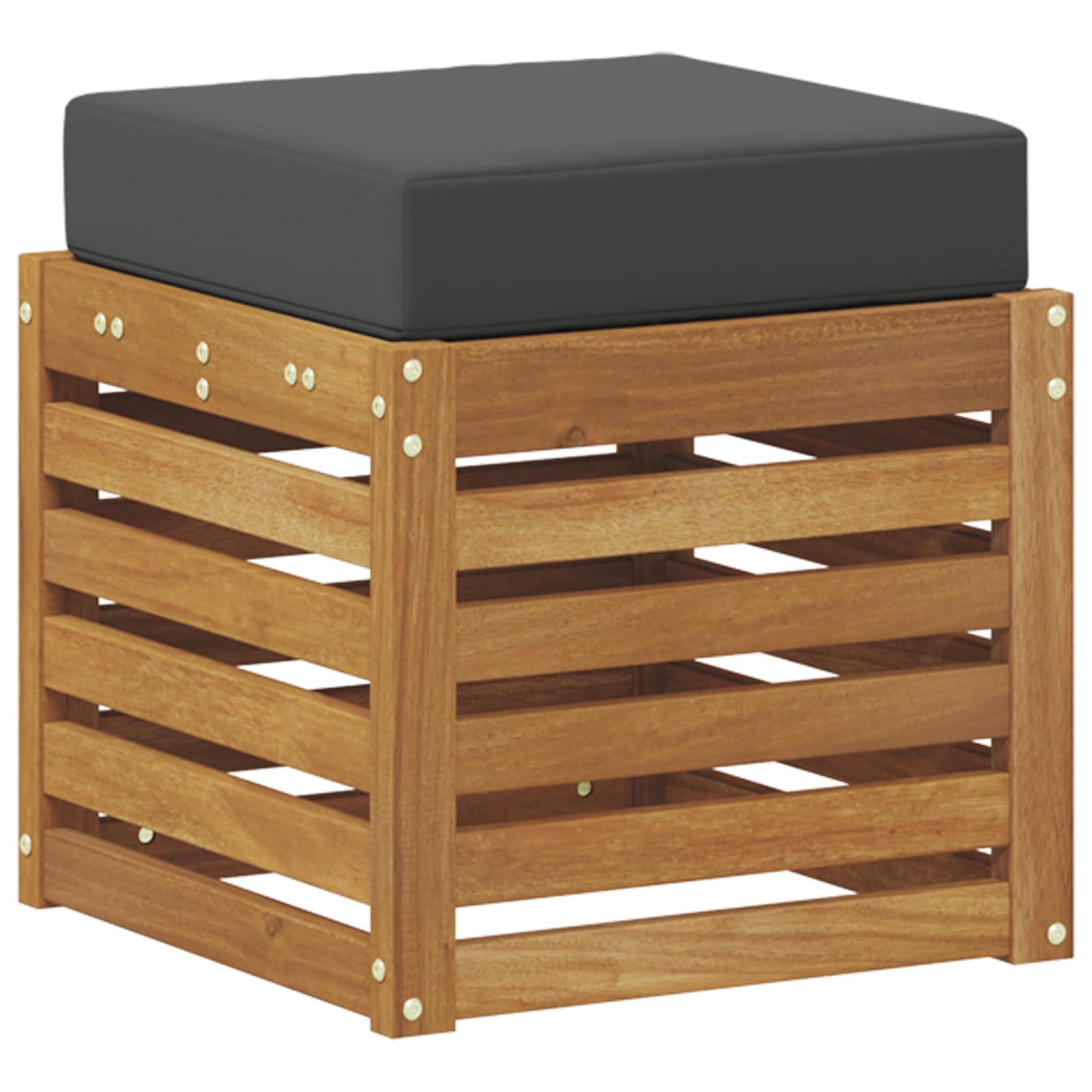 Banc de jardin avec coussin 2 pièce naturel et anthracite