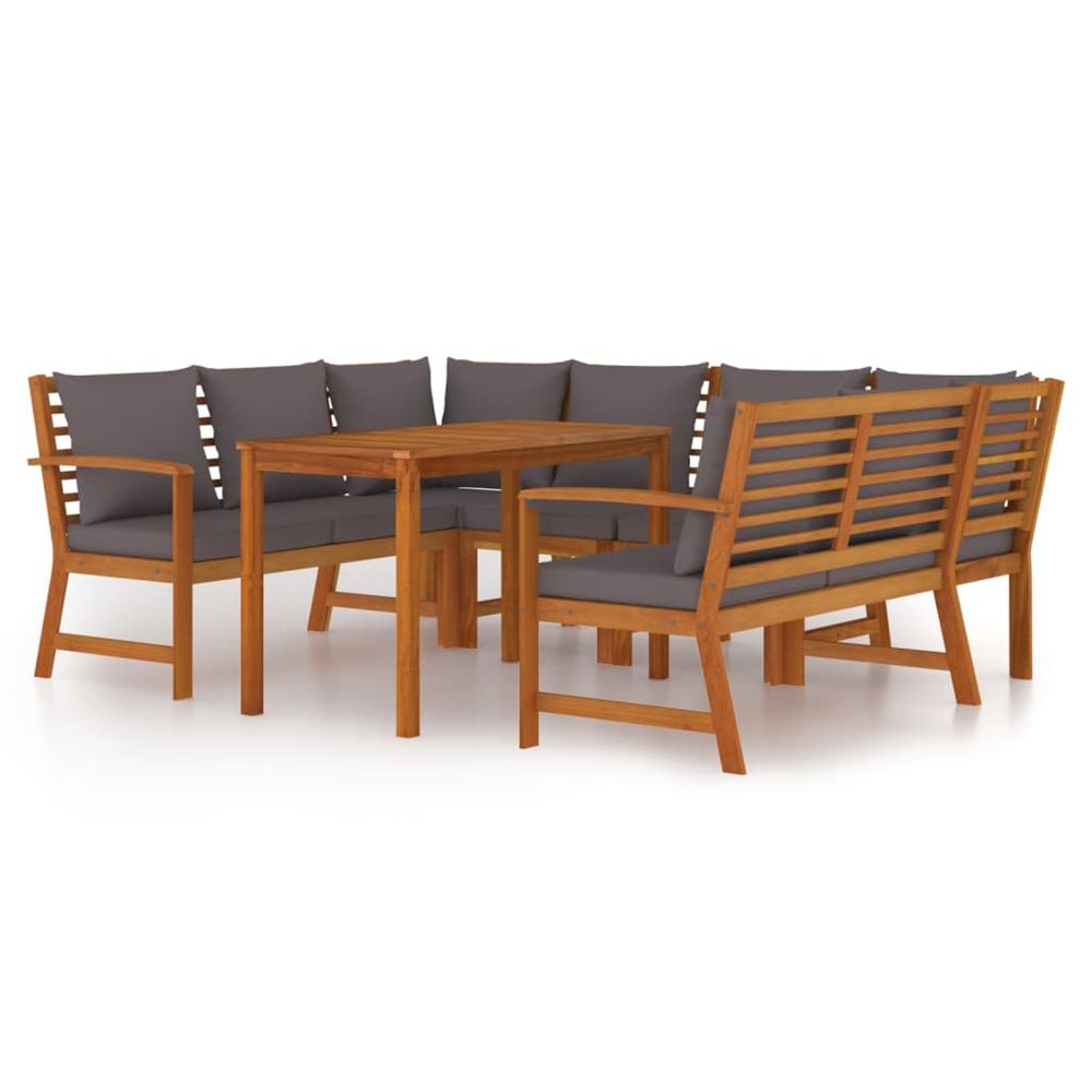 Ensemble à manger de jardin coussins 7 pcs bois acacia