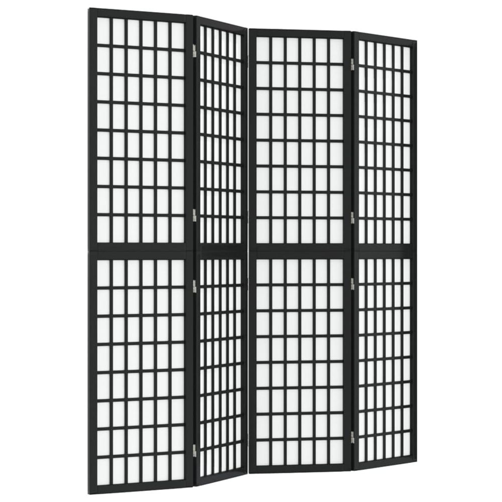 Cloison de séparation pliable 4 panneaux 160x170 cm noir