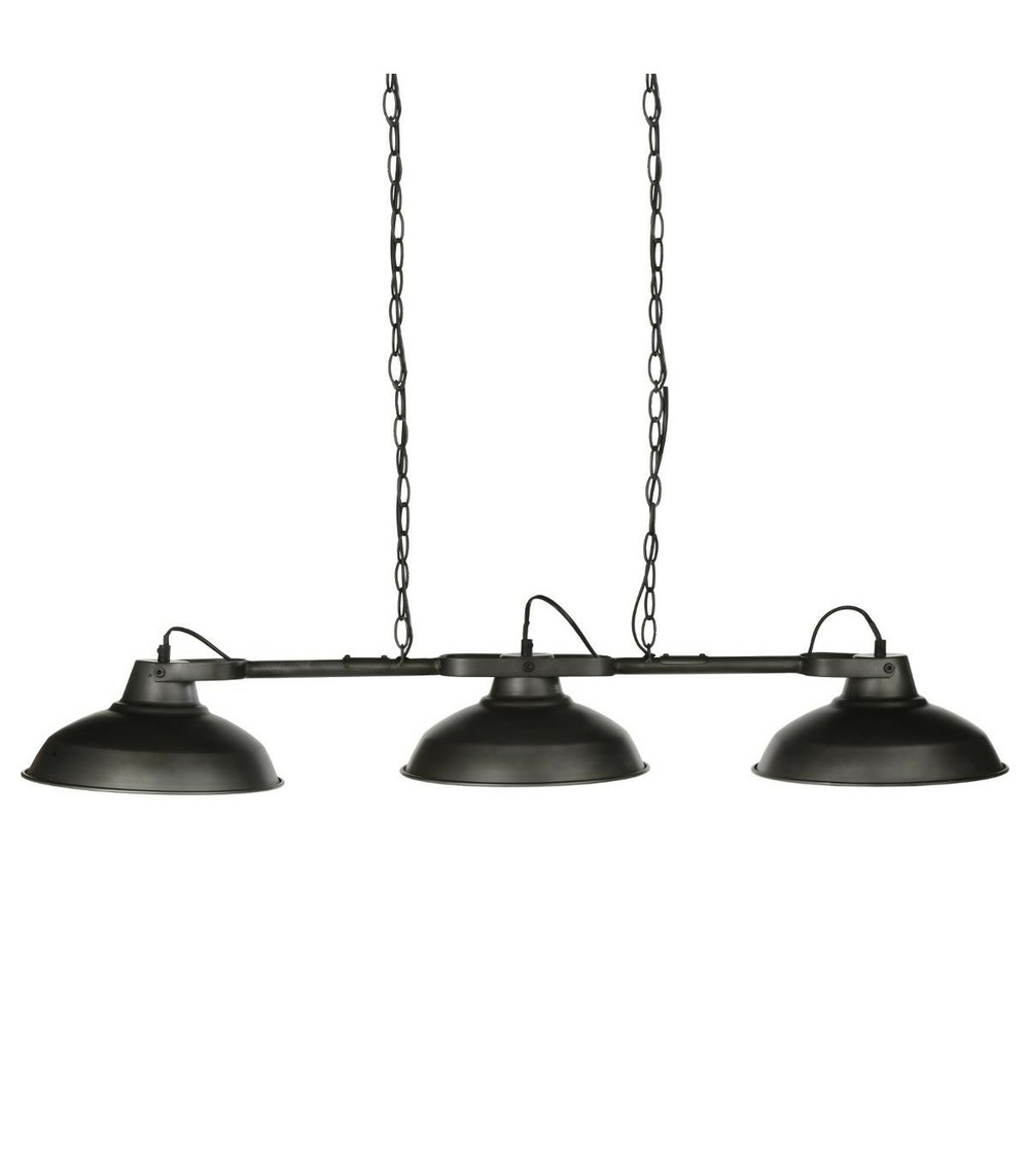 Luminaire suspension 3 abat-jour en métal gris industriel