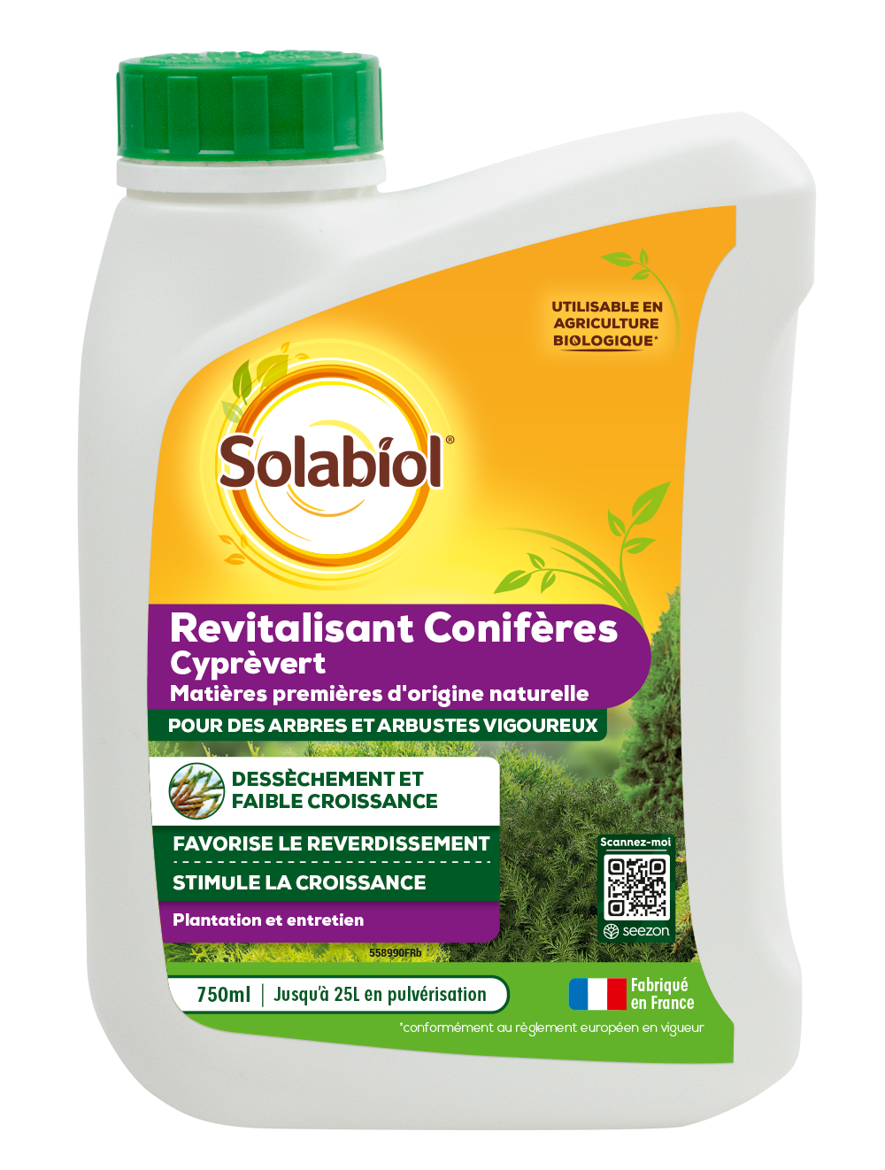 Solabiol engrais conifères - cyprevert revitalisant - 750ml - jusqu'à 250m² - stimule la croissance - favorise le reverdissement