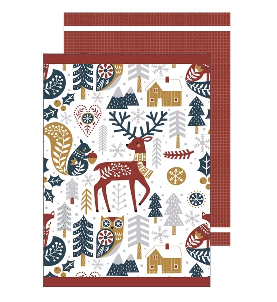 Lot de 2 torchons animaux d hiver