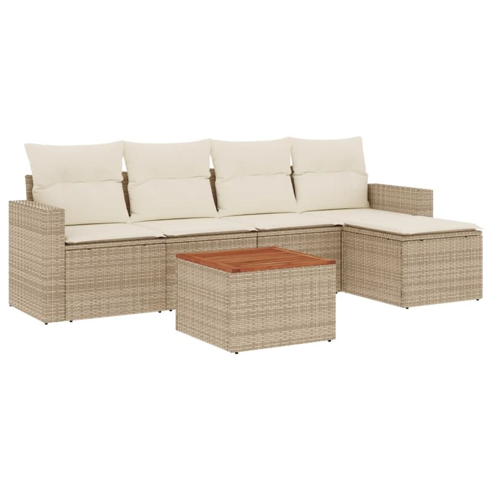 Salon de jardin avec coussins 6 pcs beige résine tressée