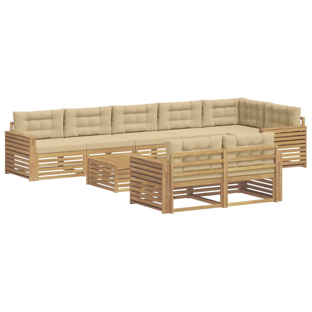 Ensemble de canapés d'extérieur 9 pc blanc et beige polyester