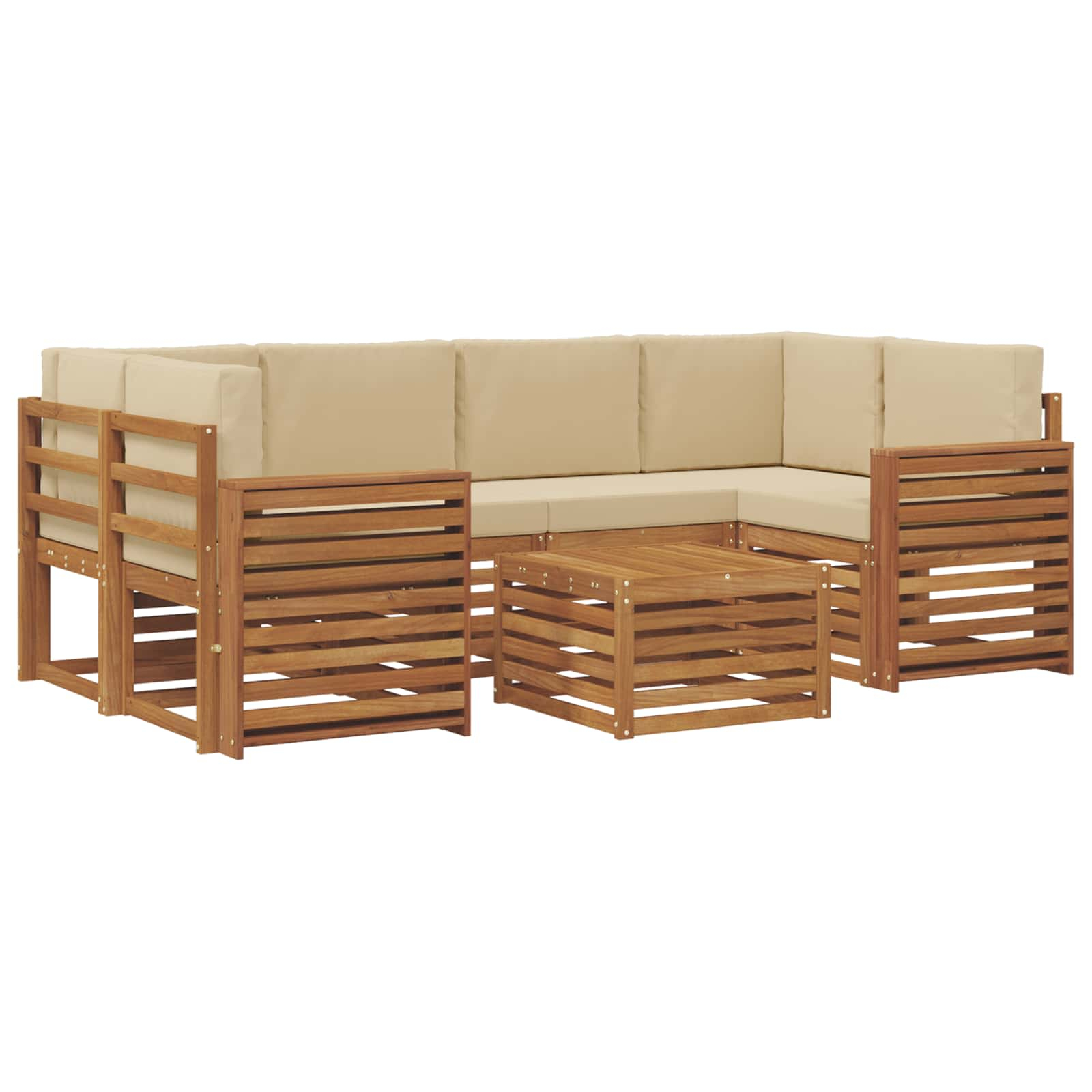 Ensemble de canapés d'extérieur 7 pcs naturel et beige