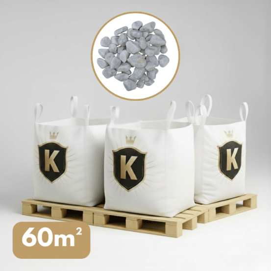 Galet marbre blanc 25/40 mm – pack 3 big bag +/- 1,5t – 60 m²