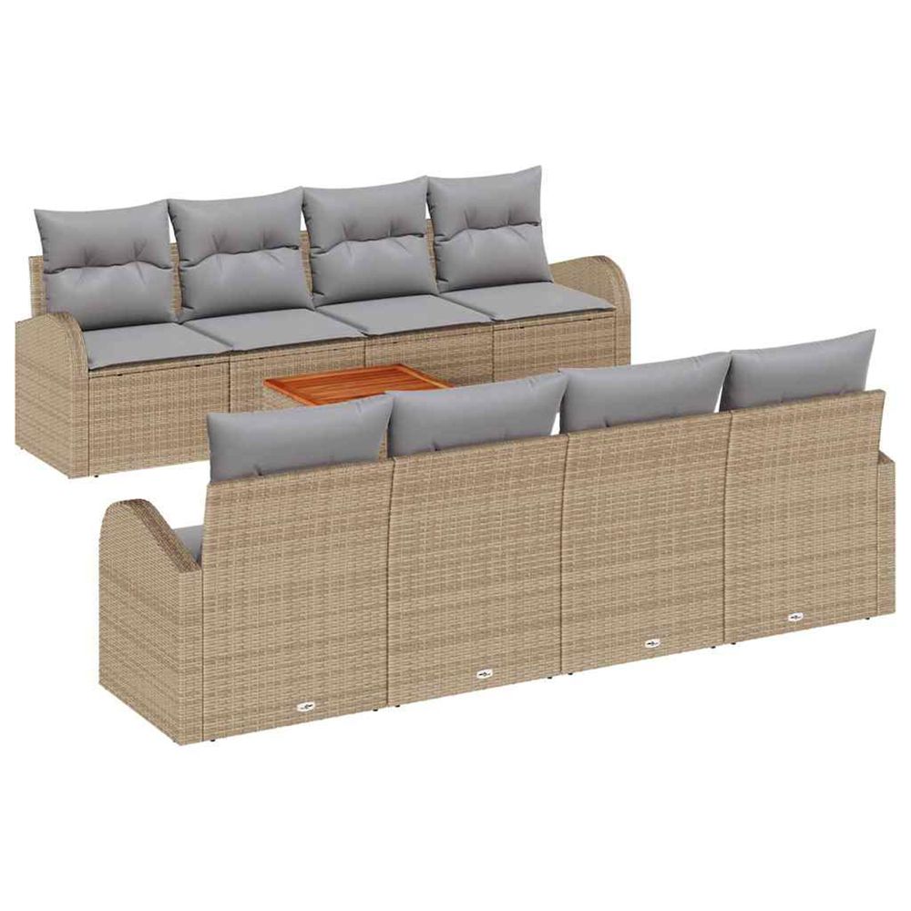 Ensemble de canapé de jardin 9 pc beige et gris clair polyrotin
