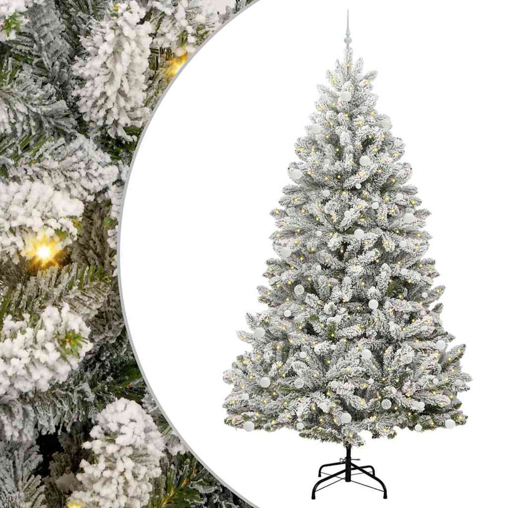 Sapin de noël artificiel vert et blanc 270 cm pvc et métal