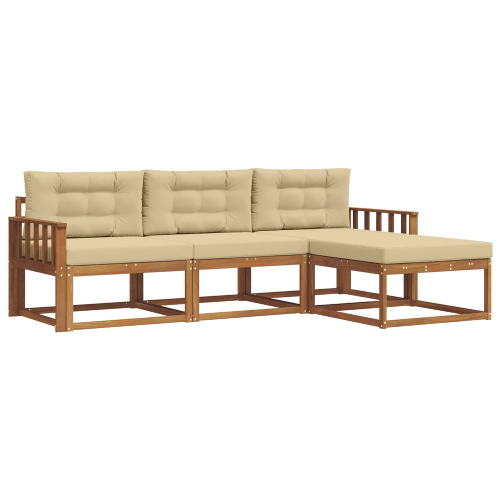 Ensemble de canapés d'extérieur 4 pcs naturel et beige