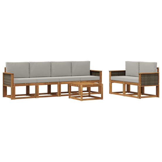 Ensemble de canapés d'extérieur 6 pc naturel et gris clair